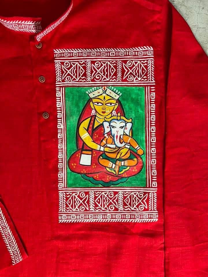 Hand Painted Dhoti Kurta Set