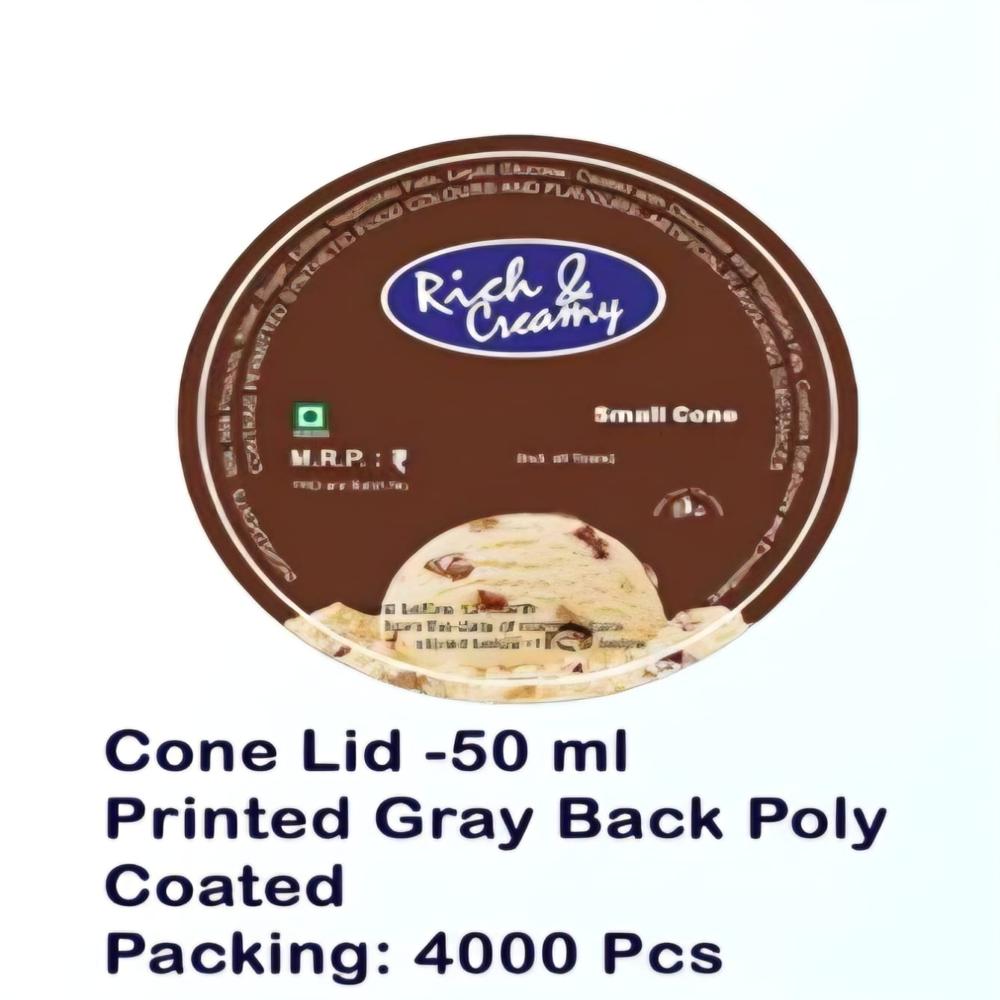 50 ml Cone Lid Printed Grey back Poly Coated