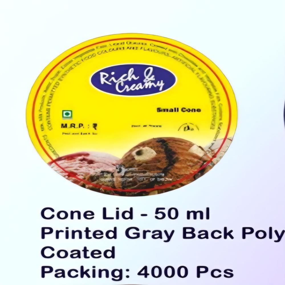 50ml Printed Grey back  Cone Lid