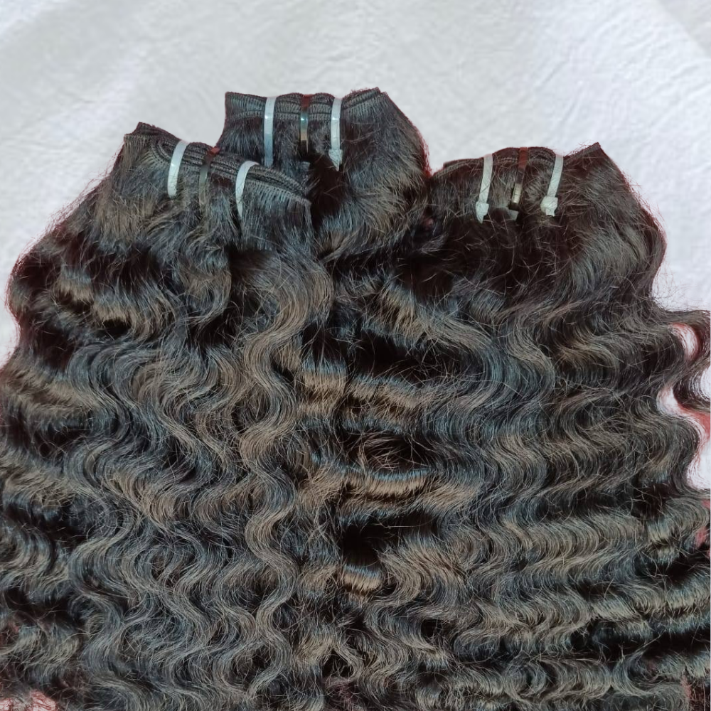 Premium Curly Weft Hair Extensions Virgin Indian Hair Sew-In Bundles