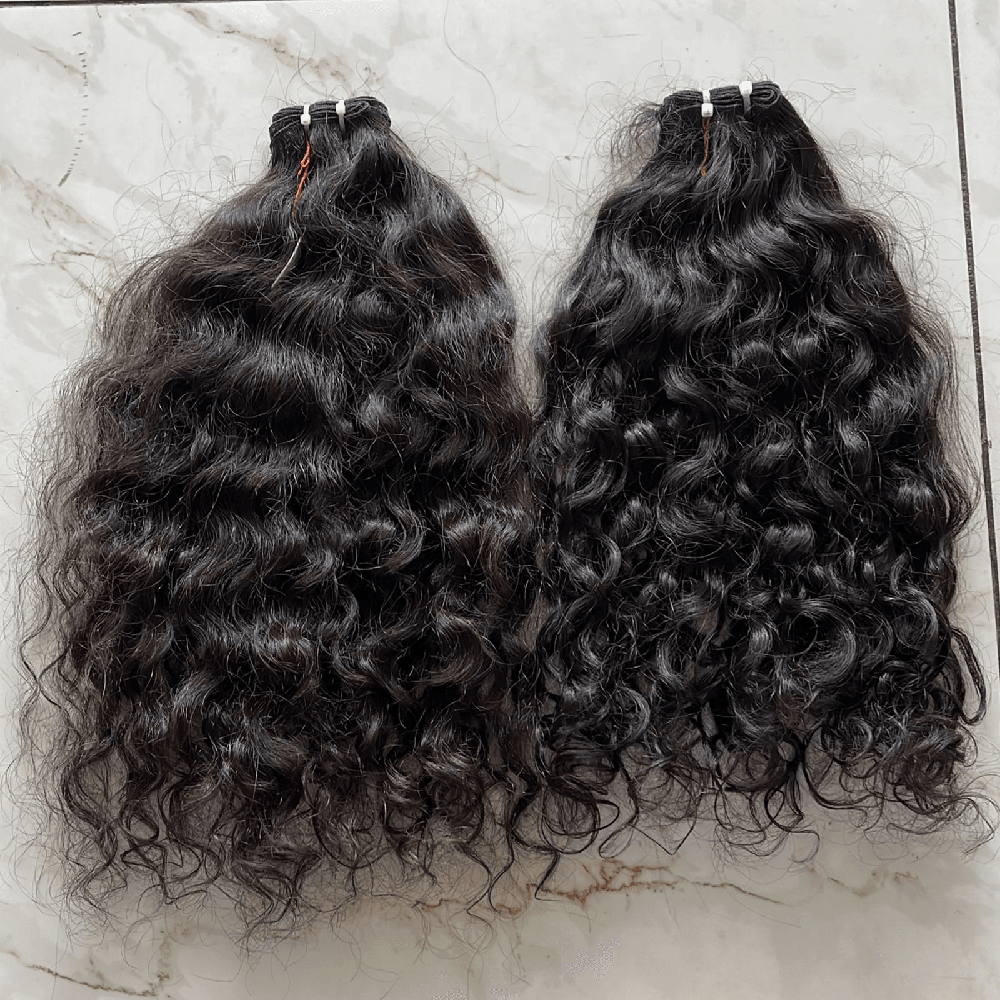 100% Cuticle Aligned Natural Curly Weft Bundle Hair Extensions