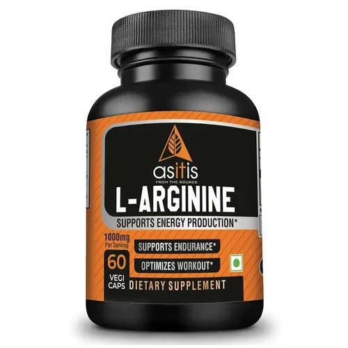 ASITIS Nutrition LArginine 1000 Mg 60 Capsules Nitric Oxide Booster For Pump Strength Endurance Supplement