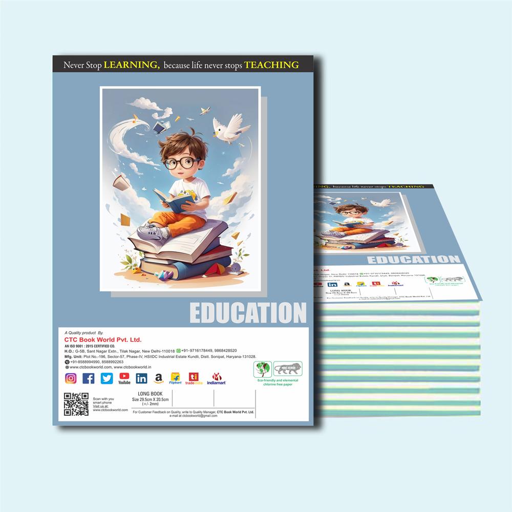 Authentic Series 120 Pages Hindi Notebook - Heavy-Duty Two Line Double Ruled Exercise Book for Board Exams and Long-Term Academic Notes - Manufactured by CTC BOOK WORLD PVT. LTD.