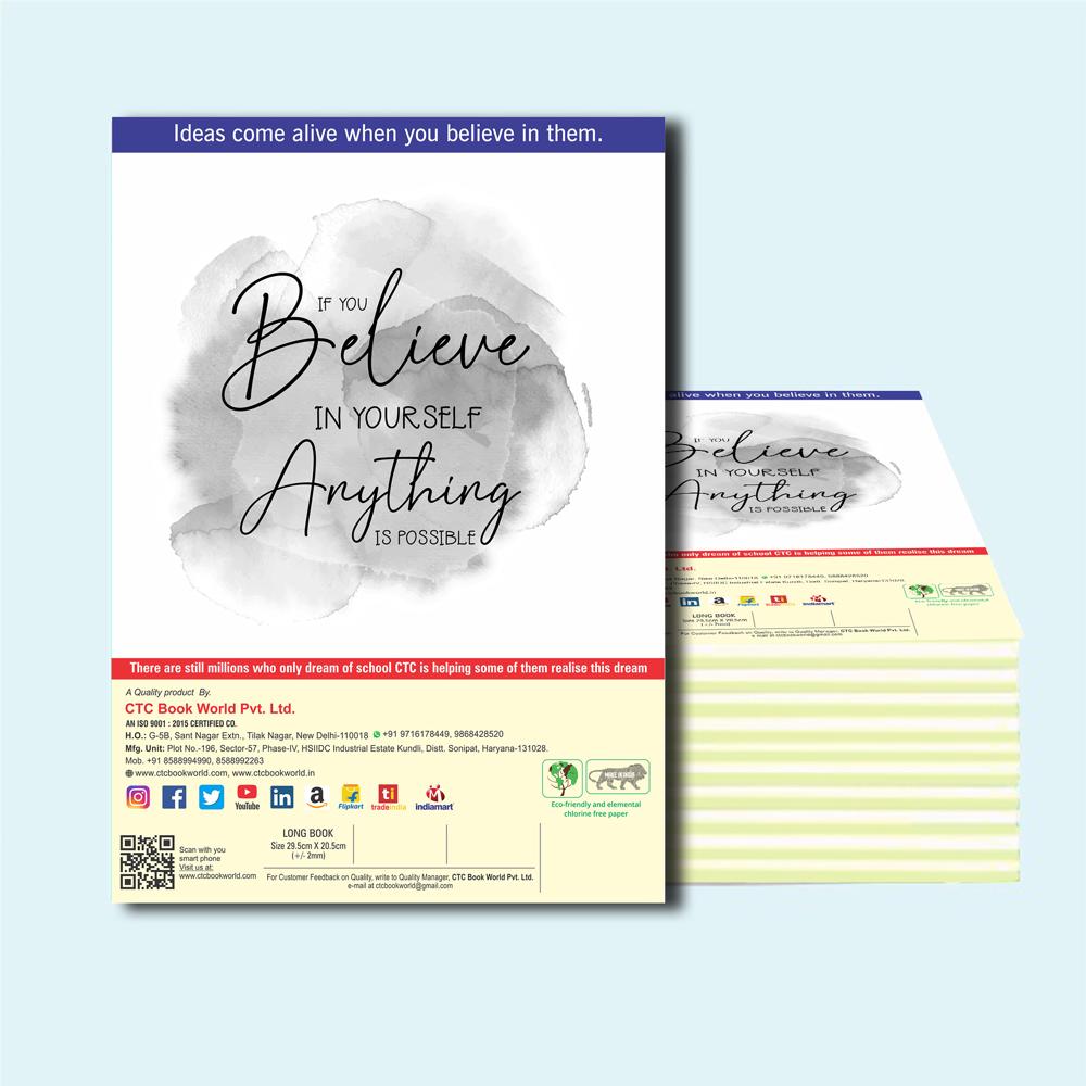 Authentic Series 120 Pages Hindi Notebook - Heavy-Duty Two Line Double Ruled Exercise Book for Board Exams and Long-Term Academic Notes - Manufactured by CTC BOOK WORLD PVT. LTD.