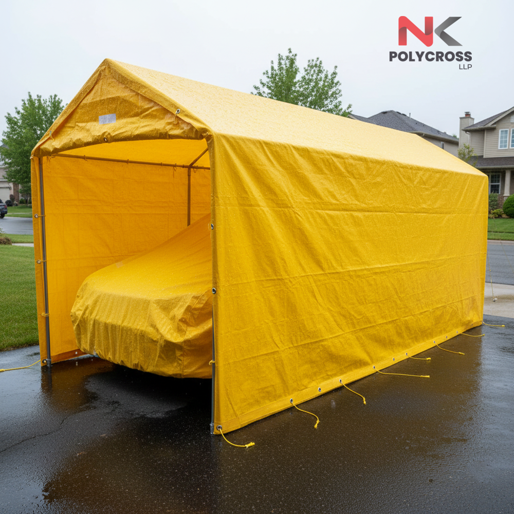 Car Parking Tarpaulin - Application: Backyard Ground And Area Covering  Outdoor Furniture And Equipment Protection  Temporary Shade Or Rain Shelter  Covering Building Materials Or Stored Goods  Residential Outdoor Protection