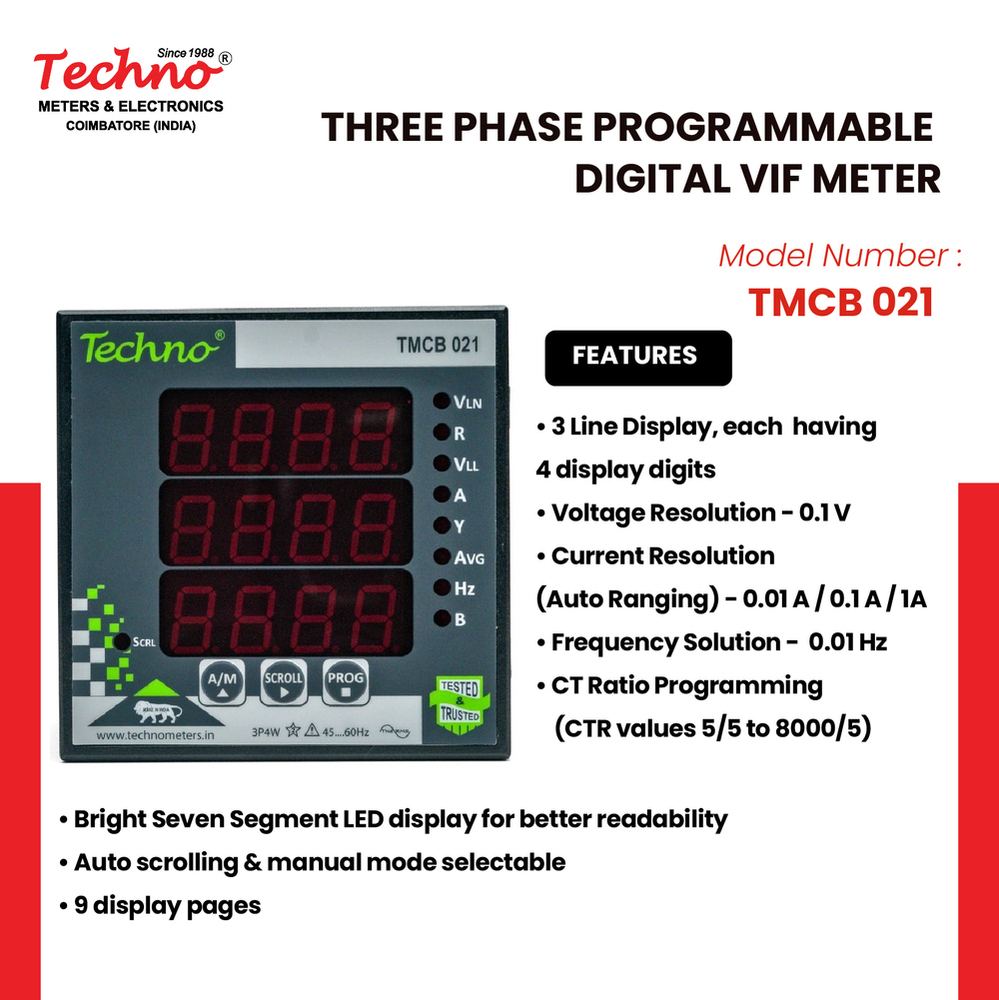Vif Digital Multi-function Meter - Color: Black