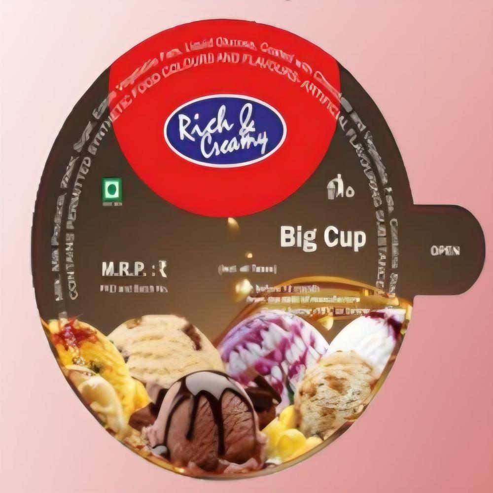 Big Printed Poly Coated Grey Cup Lid - Material: Kraft Paper