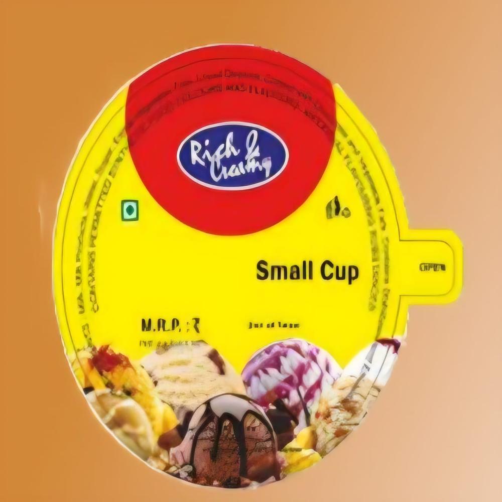 Small Printed Grey Back Poly Coated Cup Lid - Material: Kraft Paper