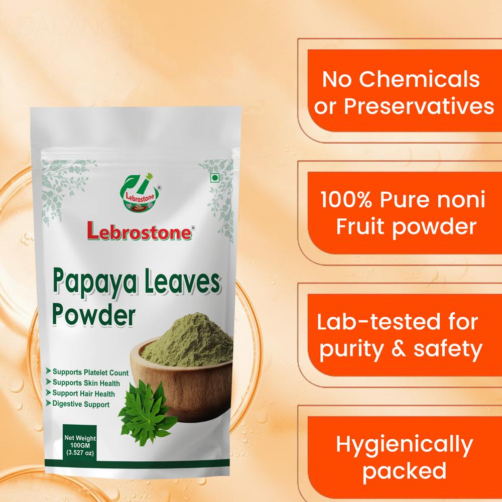 Lebrostone Papaya Leaves Powder Immunity Booster, Platelet Support & Natural Detox(100g)
