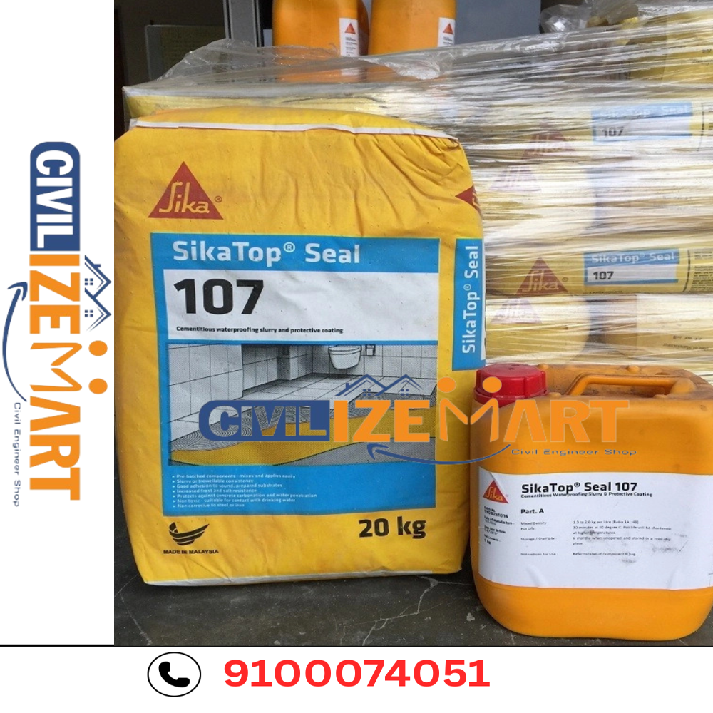 SikaTop Seal 107 Flexible, Waterproofing, Polymer-Modified, Cementitious Coating, Gray