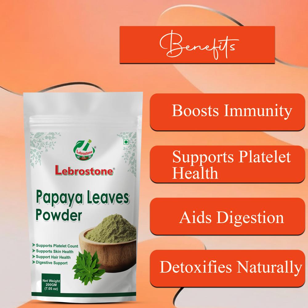 Lebrostone Papaya Leaves Powder Immunity Booster, Platelet Support & Natural Detox(200g)
