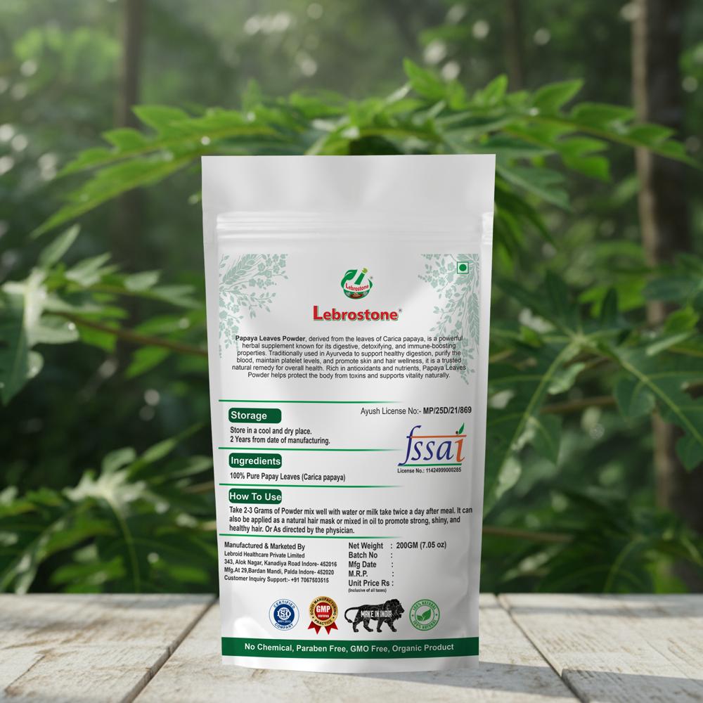 Lebrostone Papaya Leaves Powder Immunity Booster, Platelet Support & Natural Detox(200g)