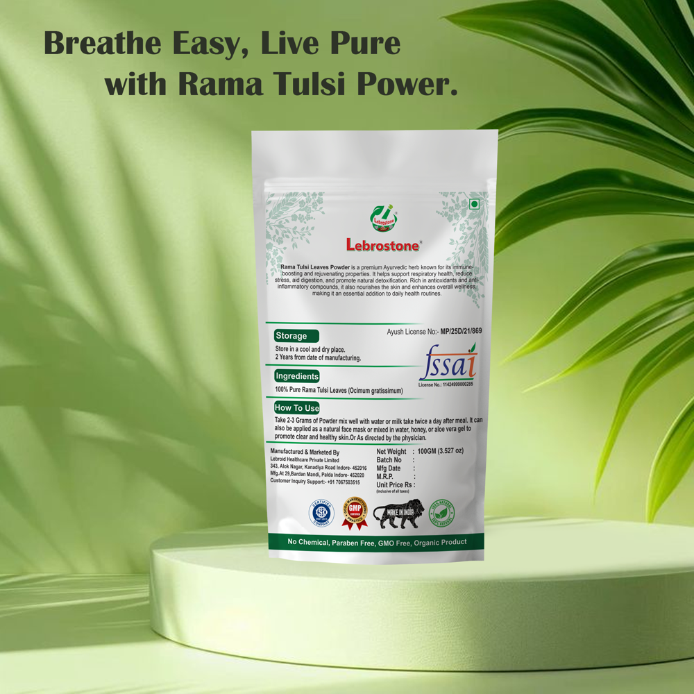 Lebrostone Rama Tulsi Leaves Boosts Immunity, Supports Skin, Lungs & Blood Sugar(100g)