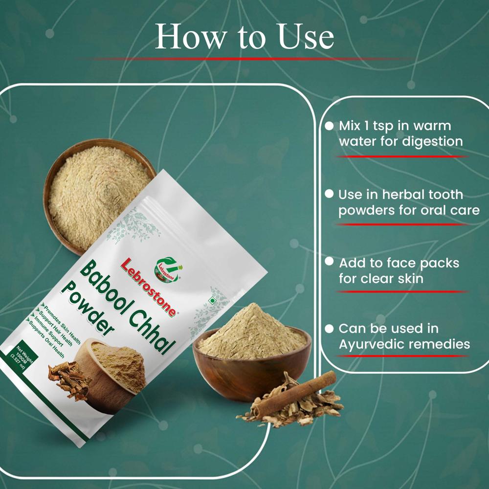 Lebrostone Babool Chhal Powder | Natural Dental Care | Strong Gums & Teeth | Skin & Digestive Wellness|100g