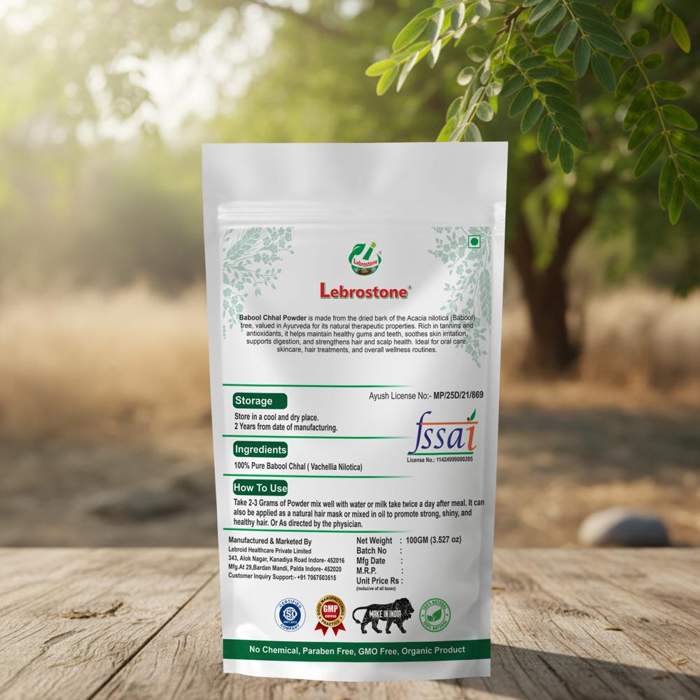 Lebrostone Babool Chhal Powder | Natural Dental Care | Strong Gums & Teeth | Skin & Digestive Wellness|100g