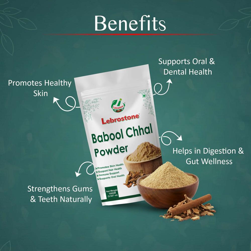 Lebrostone Babool Chhal Powder | Natural Dental Care | Strong Gums & Teeth | Skin & Digestive Wellness|100g