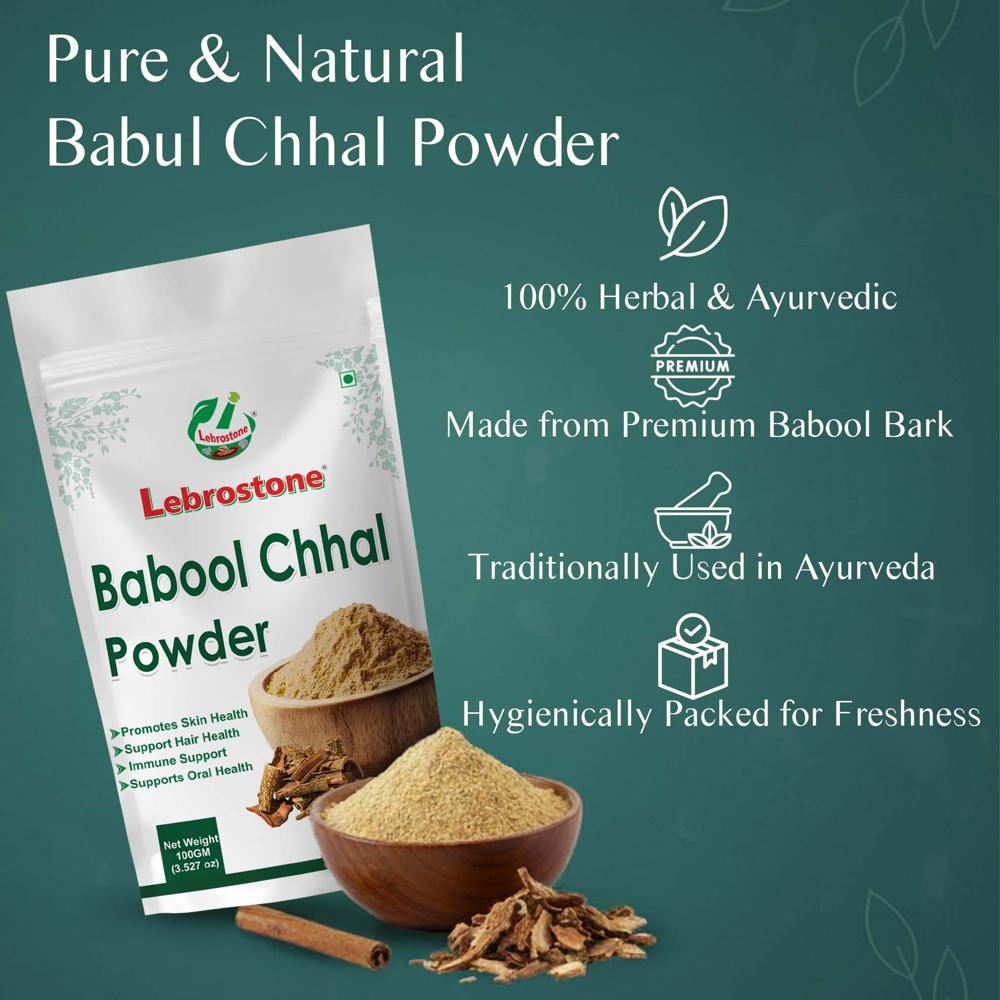 Lebrostone Babool Chhal Powder | Natural Dental Care | Strong Gums & Teeth | Skin & Digestive Wellness|100g
