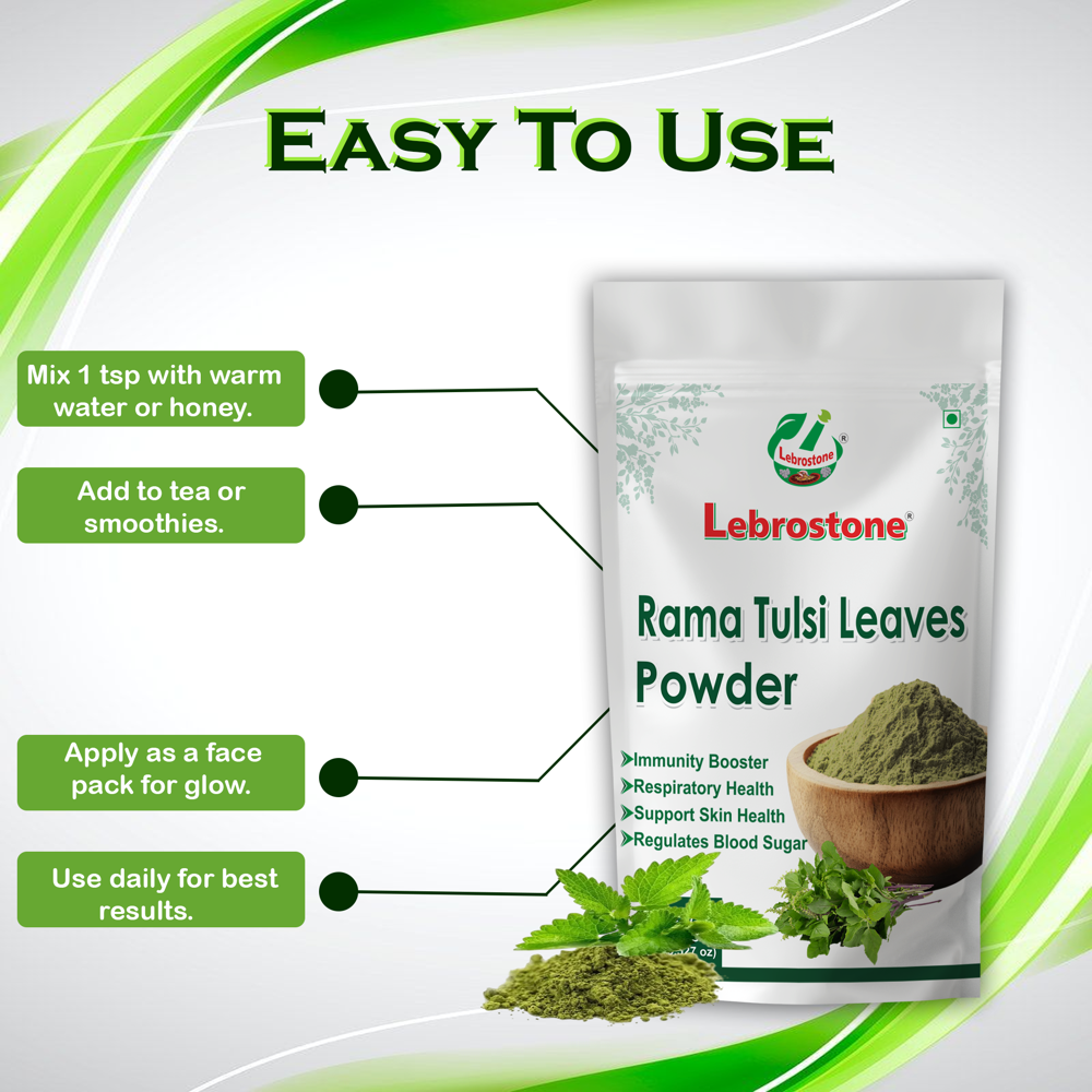 Lebrostone Rama Tulsi Leaves Boosts Immunity, Supports Skin, Lungs & Blood Sugar.(200g)
