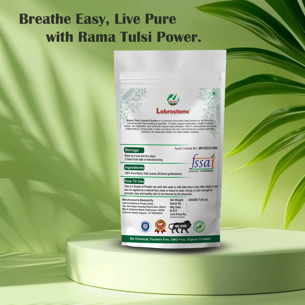 Lebrostone Rama Tulsi Leaves Boosts Immunity, Supports Skin, Lungs & Blood Sugar.(200g)