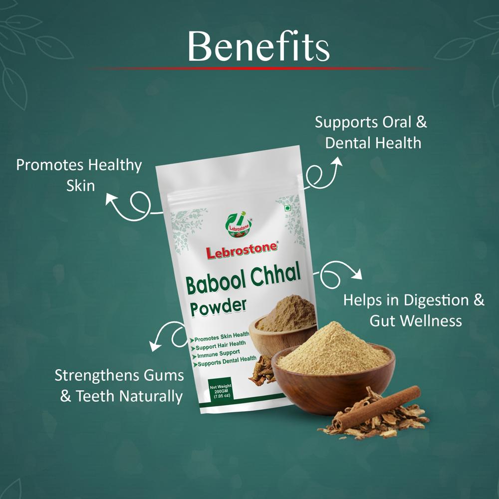 Lebrostone Babool Chhal Powder | Natural Dental Care | Strong Gums & Teeth | Skin & Digestive Wellness|200G