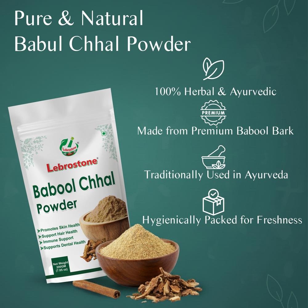 Lebrostone Babool Chhal Powder | Natural Dental Care | Strong Gums & Teeth | Skin & Digestive Wellness|200G