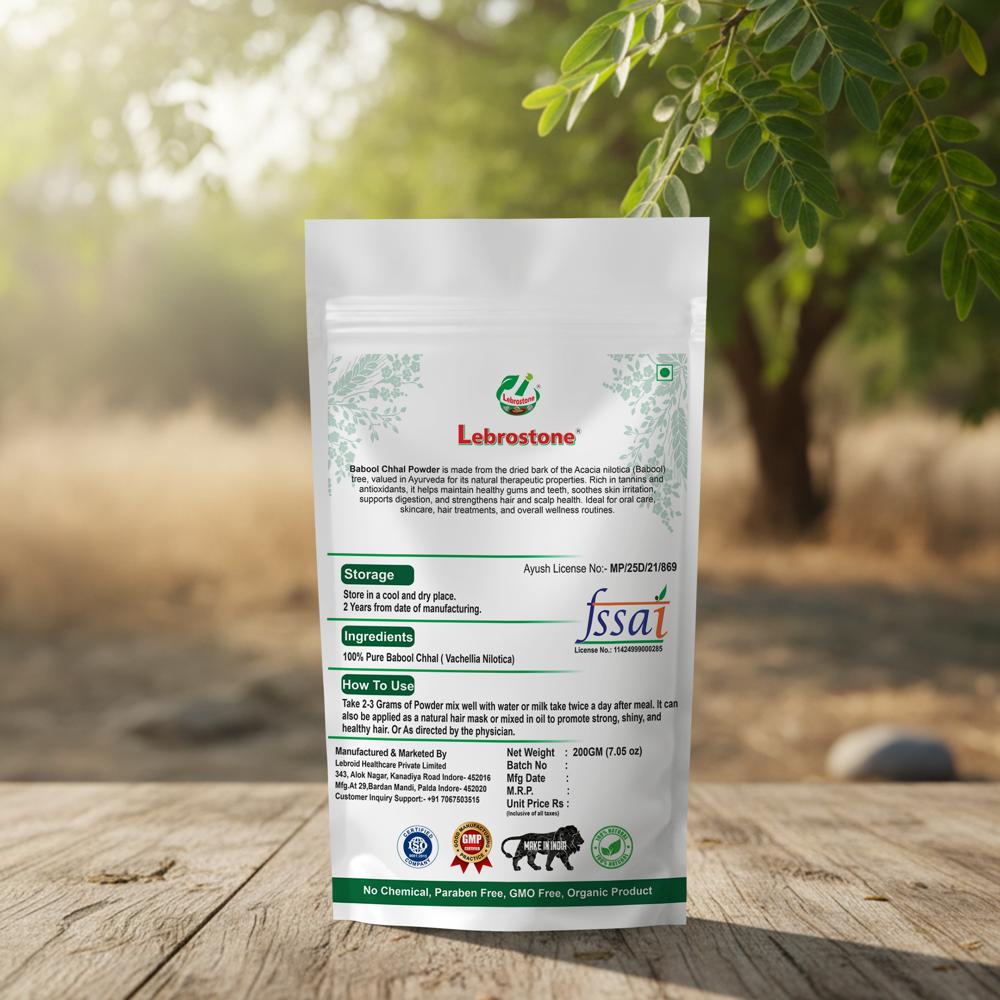 Lebrostone Babool Chhal Powder | Natural Dental Care | Strong Gums & Teeth | Skin & Digestive Wellness|200G