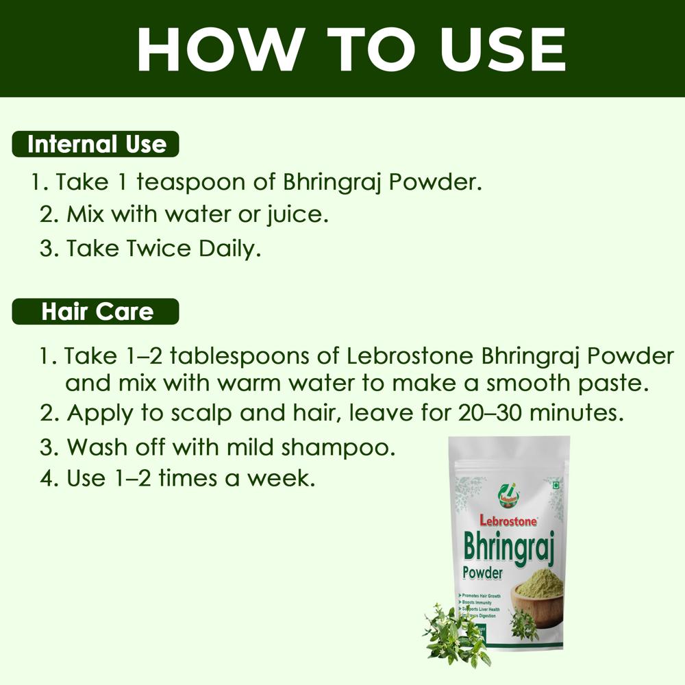 Lebrostone Bhringraj Powder | Herbal Scalp & Hair Care Powder for Nourishing Roots, Strength & Natural Shine (200g)