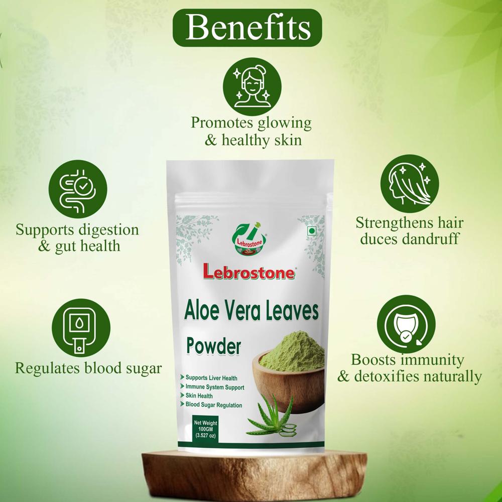 Lebrostone Aloe Vera Leaves Promotes Glowing Skin & Health, Supports Digestion, Blood Sugar & Hair Health(100g)