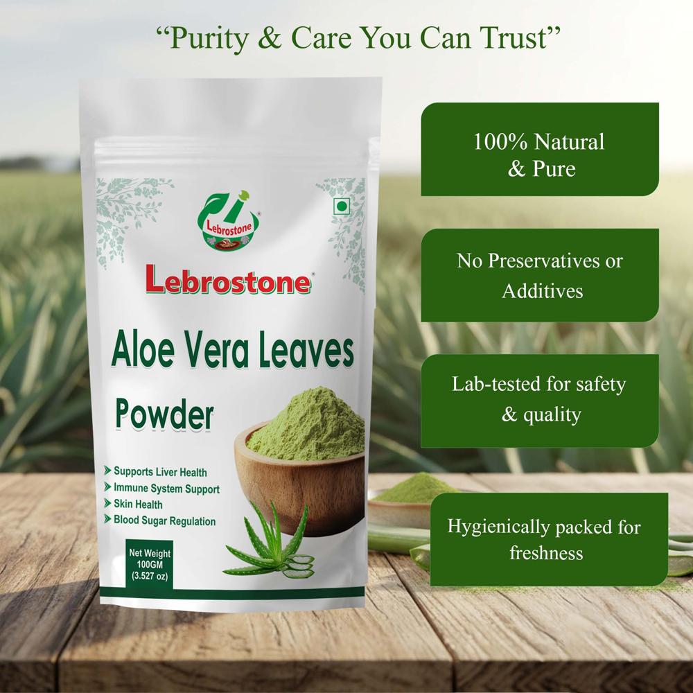 Lebrostone Aloe Vera Leaves Promotes Glowing Skin & Health, Supports Digestion, Blood Sugar & Hair Health(100g)