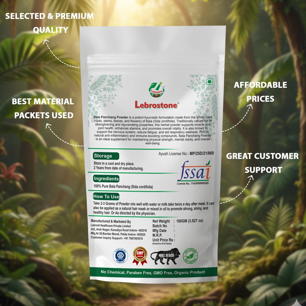 Lebrostone Bala Panchang Powder | Natural Muscle & Bone Strength | Energy & Stamina Booster|100g