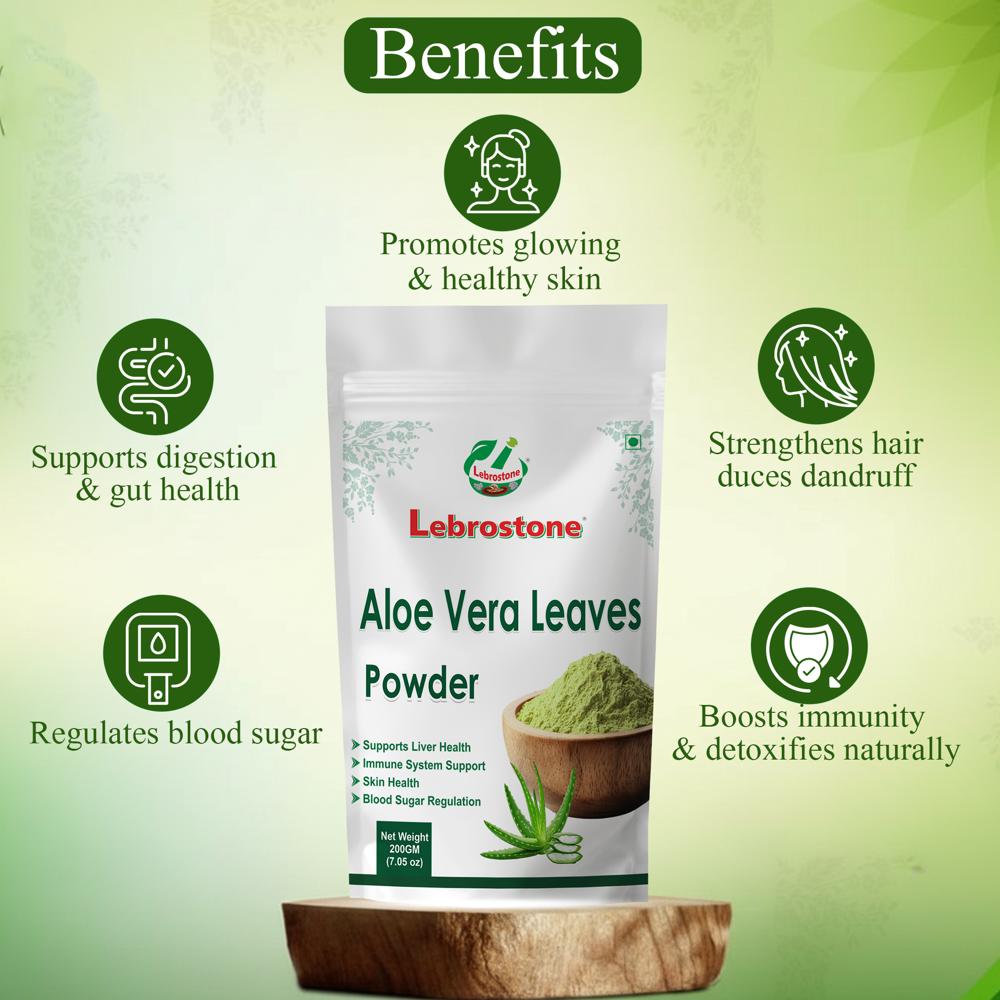 Lebrostone Aloe Vera Leaves Promotes Glowing Skin & Health, Supports Digestion, Blood Sugar & Hair Health(200g)