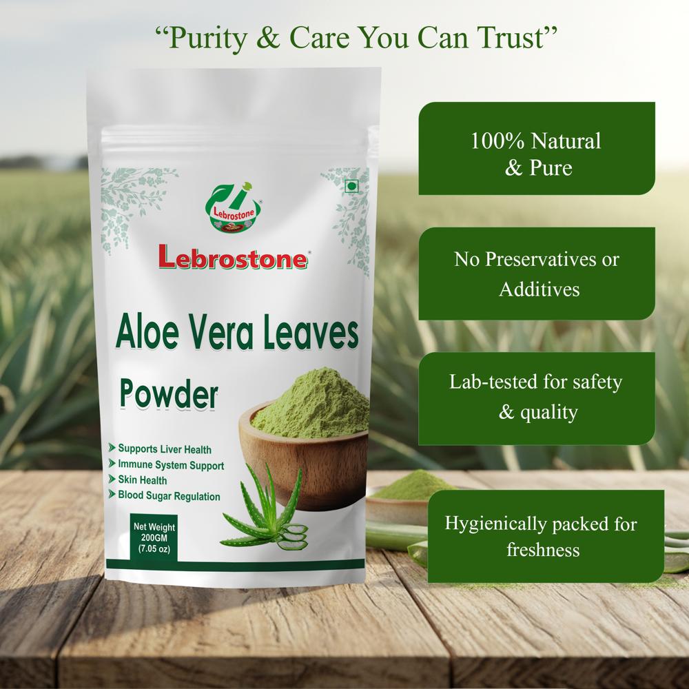 Lebrostone Aloe Vera Leaves Promotes Glowing Skin & Health, Supports Digestion, Blood Sugar & Hair Health(200g)