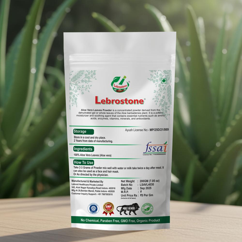 Lebrostone Aloe Vera Leaves Promotes Glowing Skin & Health, Supports Digestion, Blood Sugar & Hair Health(200g)