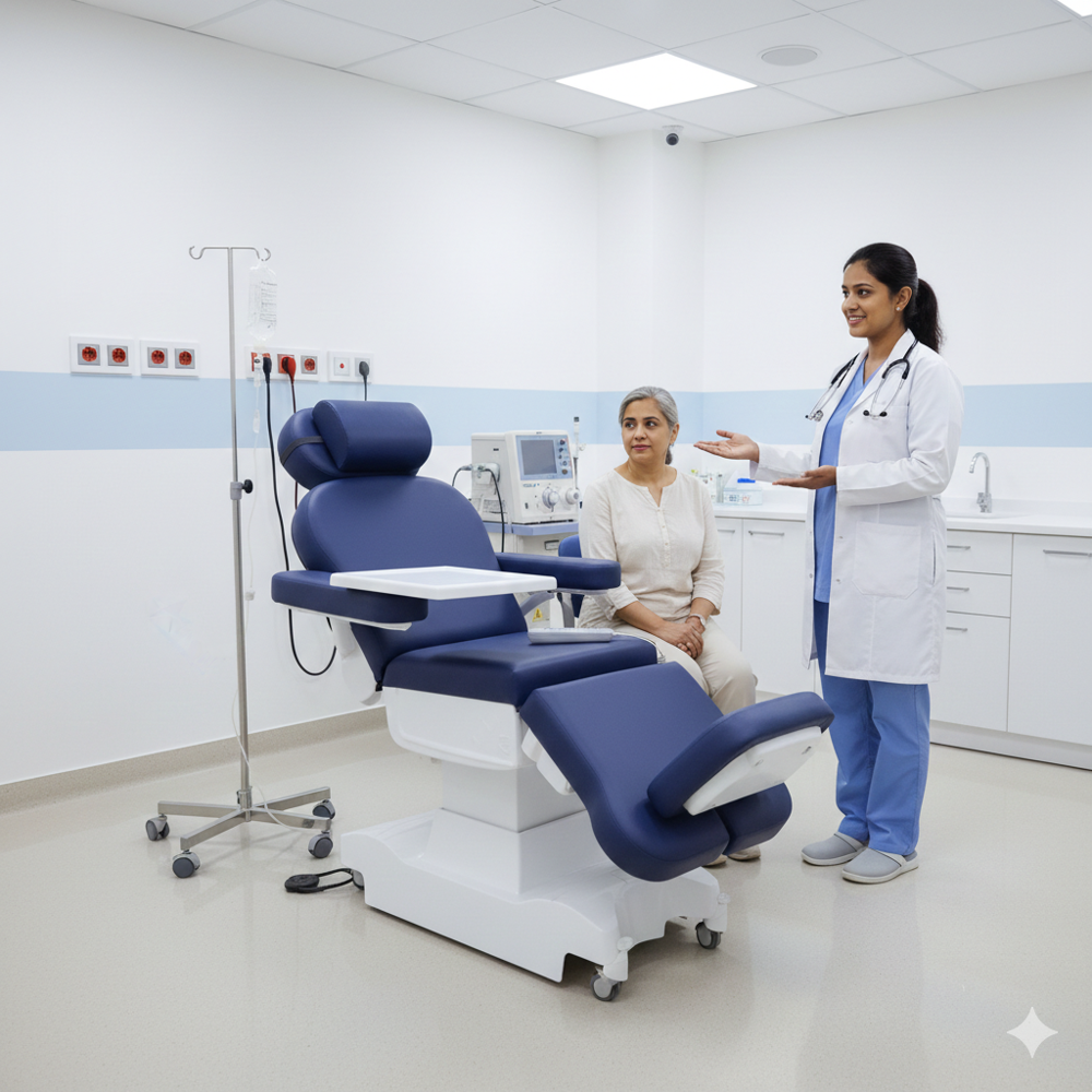 Dialysis chair with headrest