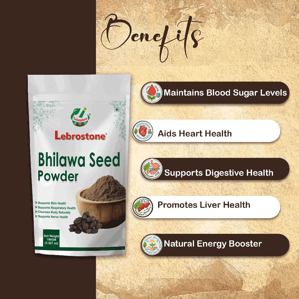 Lebrostone Bhilawa Seeds Supports Blood Sugar, Heart, Digestive & Liver Health, Natural Energy Booster(100g)
