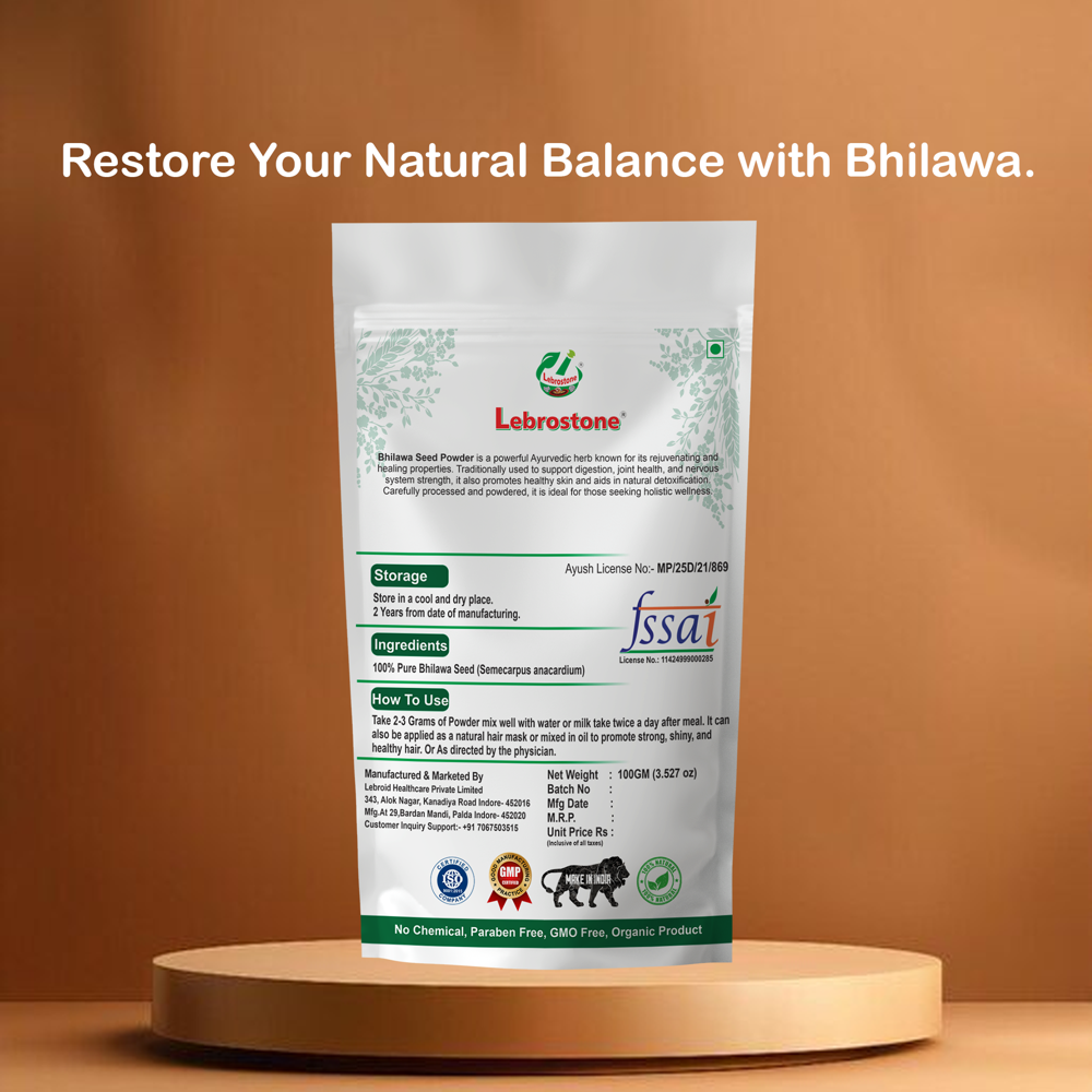 Lebrostone Bhilawa Seeds Supports Blood Sugar, Heart, Digestive & Liver Health, Natural Energy Booster(100g)