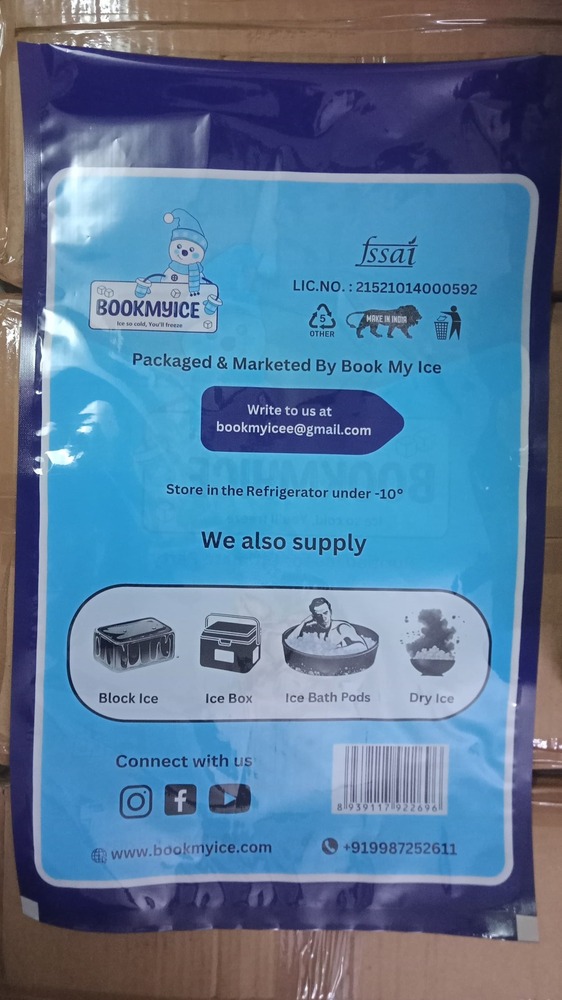 Ice Bags - Food Grade 3 Layer Pe Film, Custom Sizes And Colors , Superior Seal Strength & Deep Freeze Properties