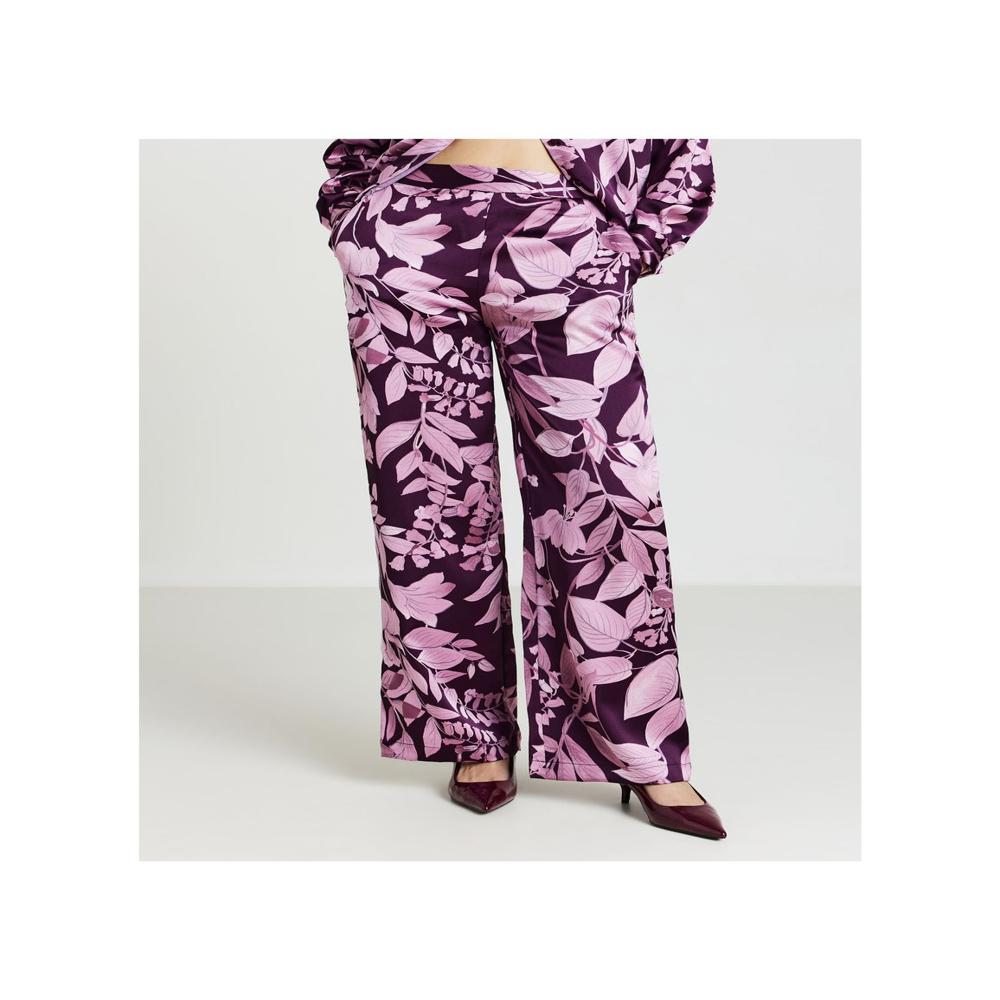 Women's Premium Rayon Floral Print Wide Leg Pajama - Color: Pink