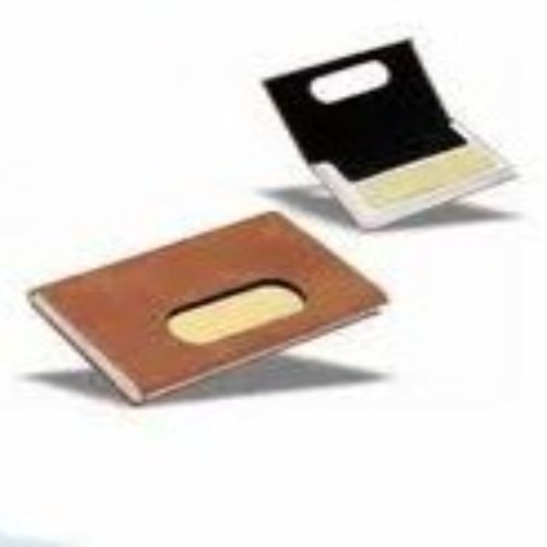 Tan Brown Leatherette Business Card Holder With Magnetic Closure (SS-715)