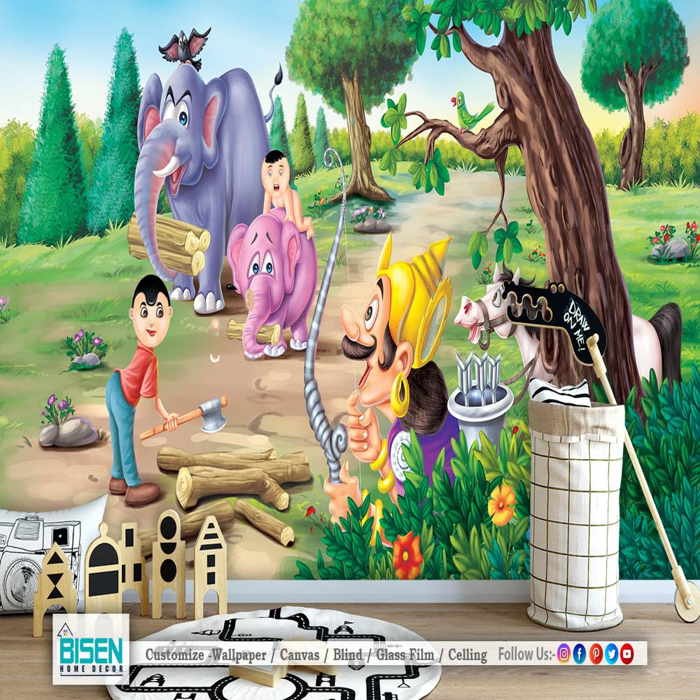 Cute Kids Wallpaper - Material: Non Woven
