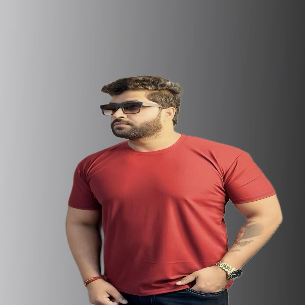 Round Neck Sap Matty Polo T-shirt - Color: As Per Requirement
