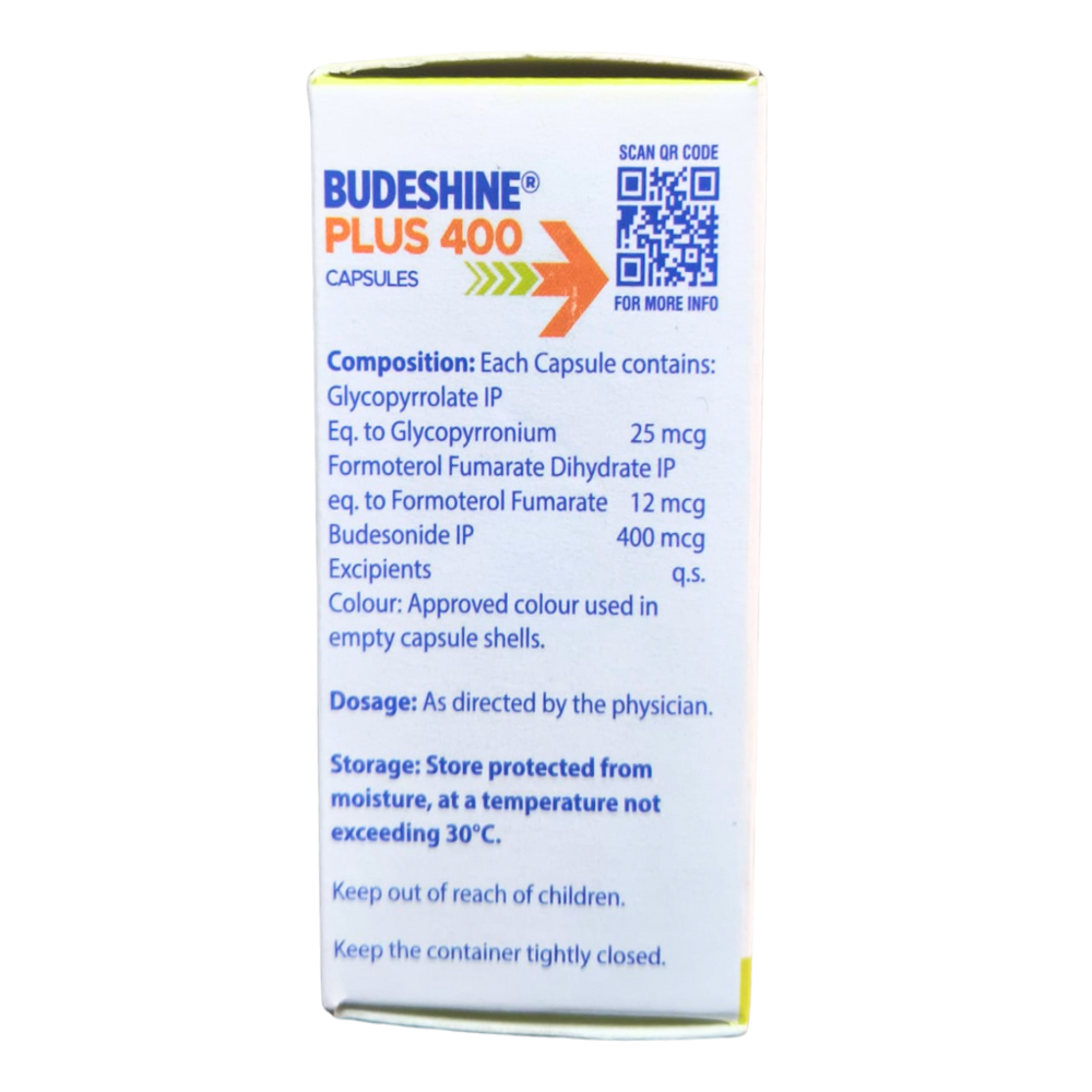 Budesonide IP 400 mcg , Glycopyrronium 25 mcg, Formoterol Fumarate 12 mcg