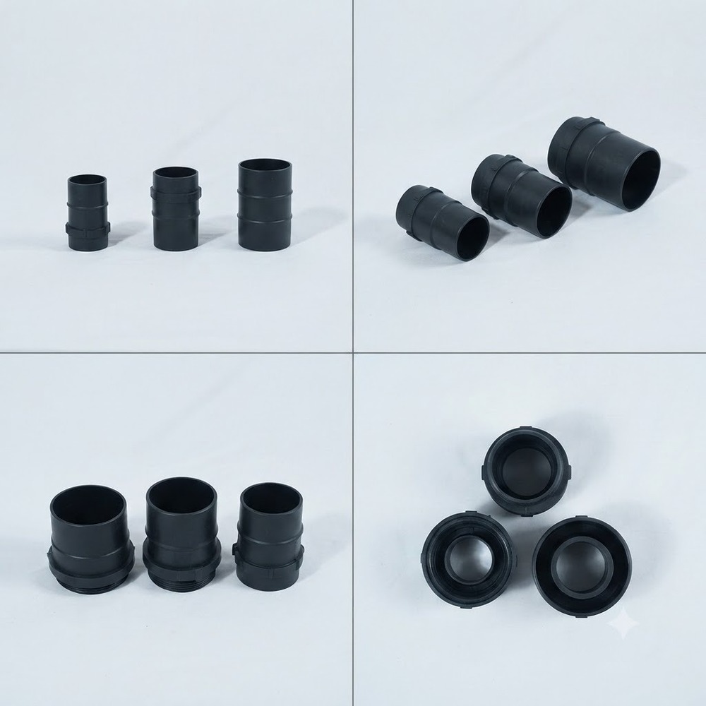 63MM, 75MM, 90MM, 110MM C & KP TYPE BLACK END CAP - PVC Plastic, Multiple Sizes, Black, UV & Corrosion Resistant, Manual Socket/Push Fit