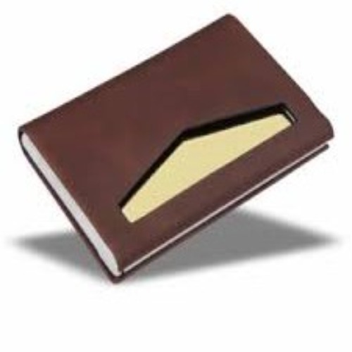 PU Leather Visiting Card Holder with Gold Metal Plate (SS-716)