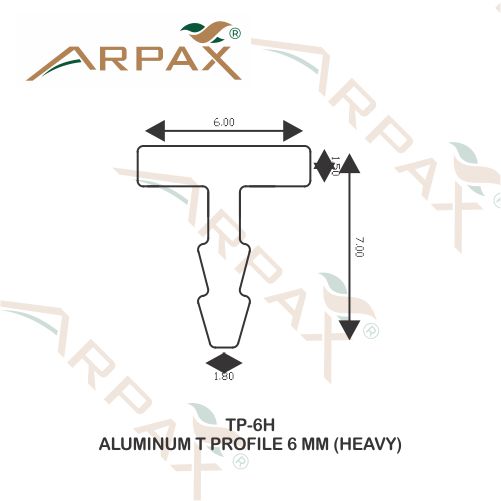 TP-6H 6mm Heavy Aluminum T Profile