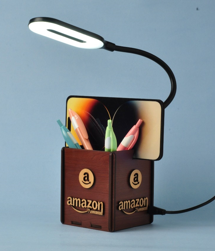 3D Mdf Desk Lamp - Color: Natural Wood