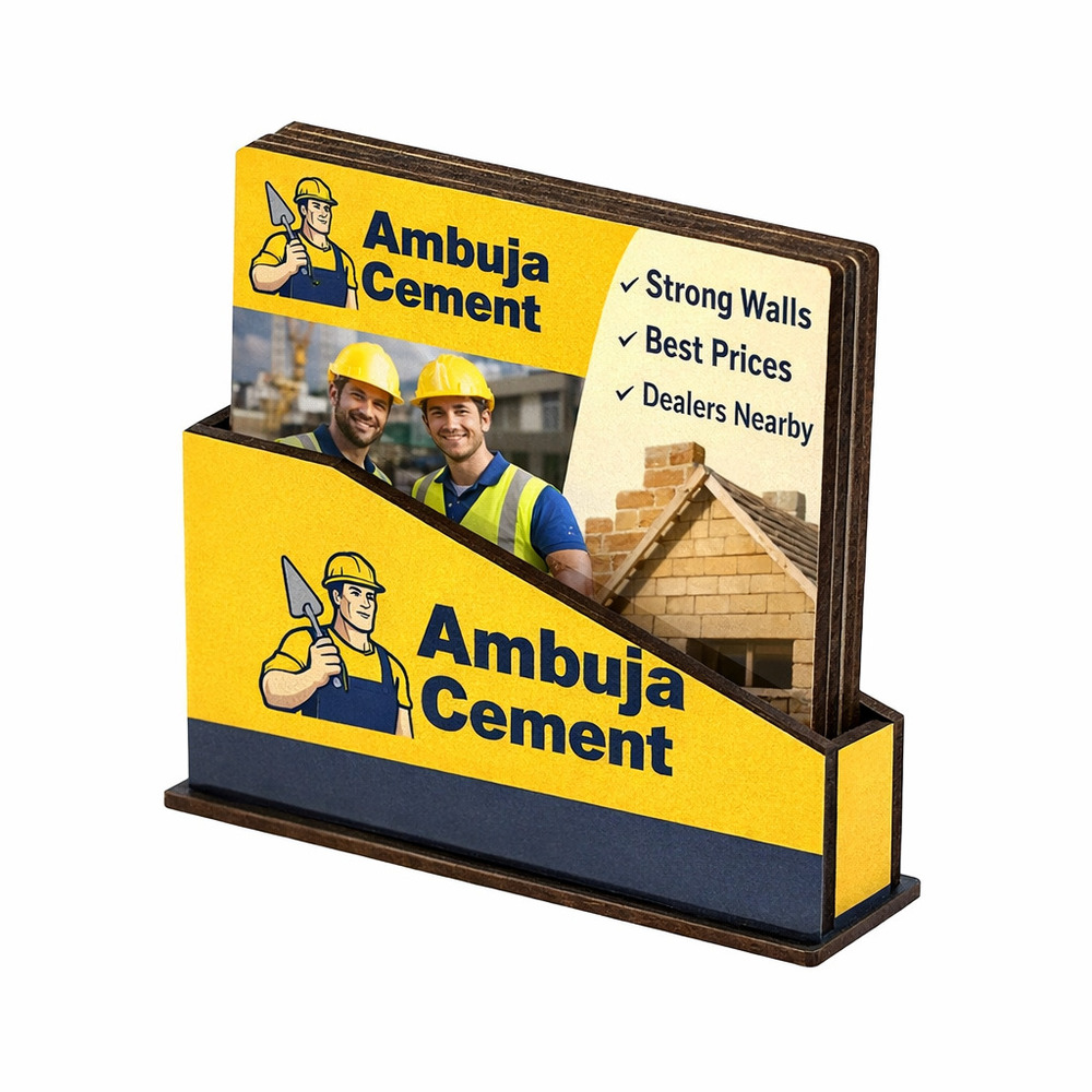 Promotional Coaster With Tray - Color: Natural Wood And Brown