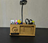 Personalized Wooden Desk Organizer With Lamp And Calendar - Feature: Multi-functional