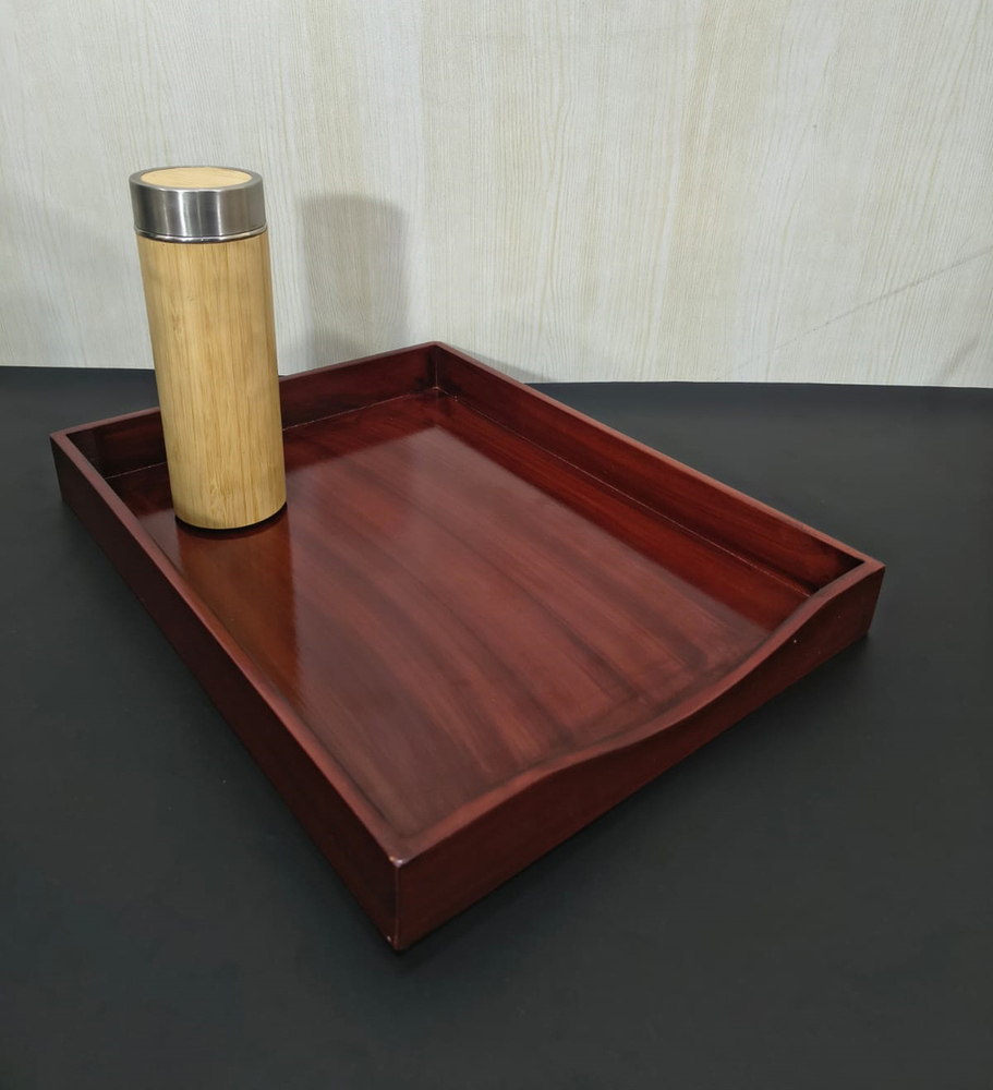 Rectangular Wooden Serving Tray - Color: Brown