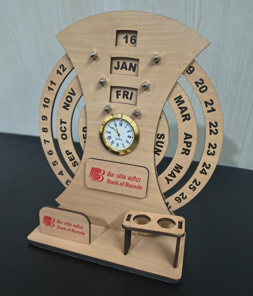 Rotating Calendar With Pen Stand Card Holder